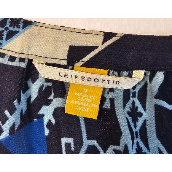 Anthropologie Leifsdottir Jerez 100% silk buttondown blouse geometric 0 EUC - Picture 6 of 8